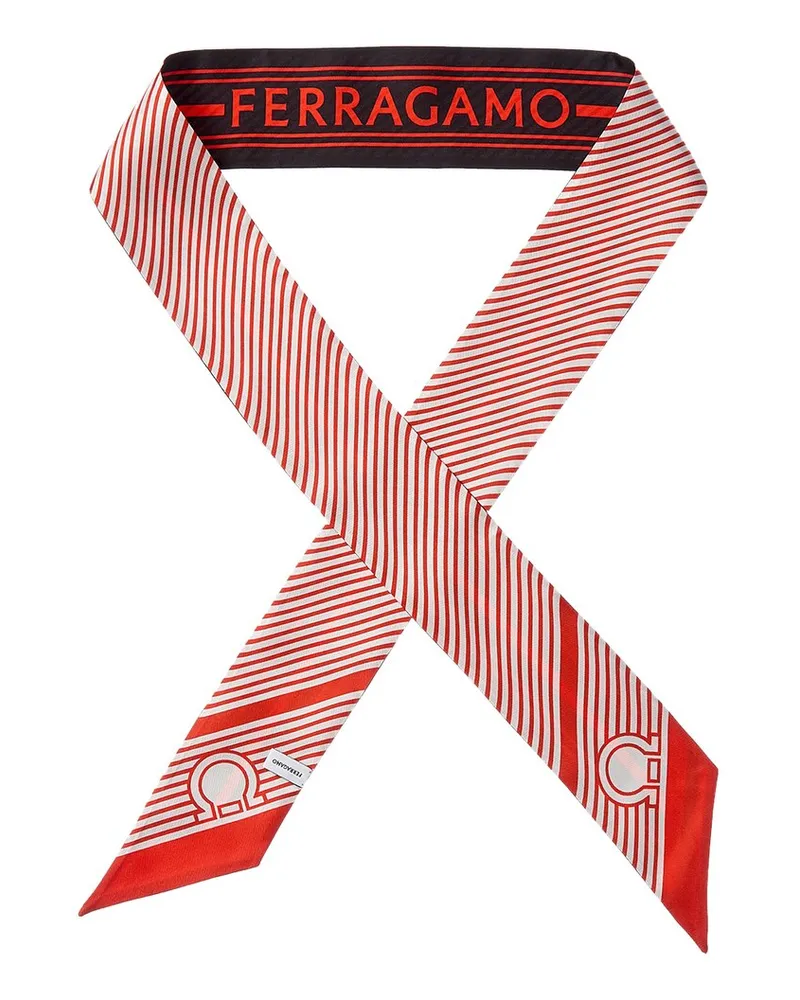 Ferragamo Printed Silk Scarf Red