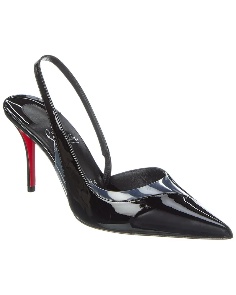 Christian Louboutin Posticha 80 Patent & Vinyl Slingback Pump Black