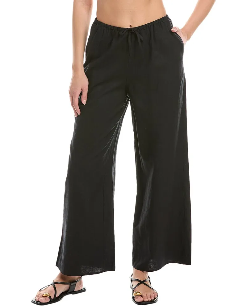 Onia Air Drawstring Linen-Blend Pant Black