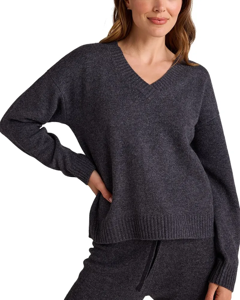 Bella Dahl V-Neck Wool & Cashmere-Blend Sweater Grey