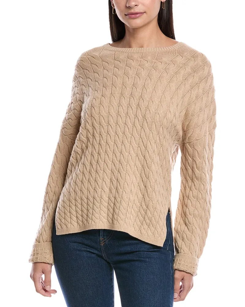 Theory Karina Cable Wool & Cashmere-Blend Sweater Beige