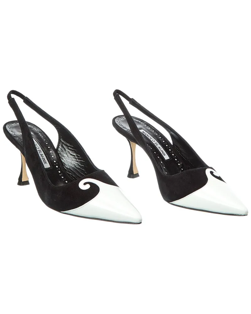 Manolo Blahnik Zaborus 70 Leather & Suede Slingback Pump (Authentic Pre-Loved Nocolor
