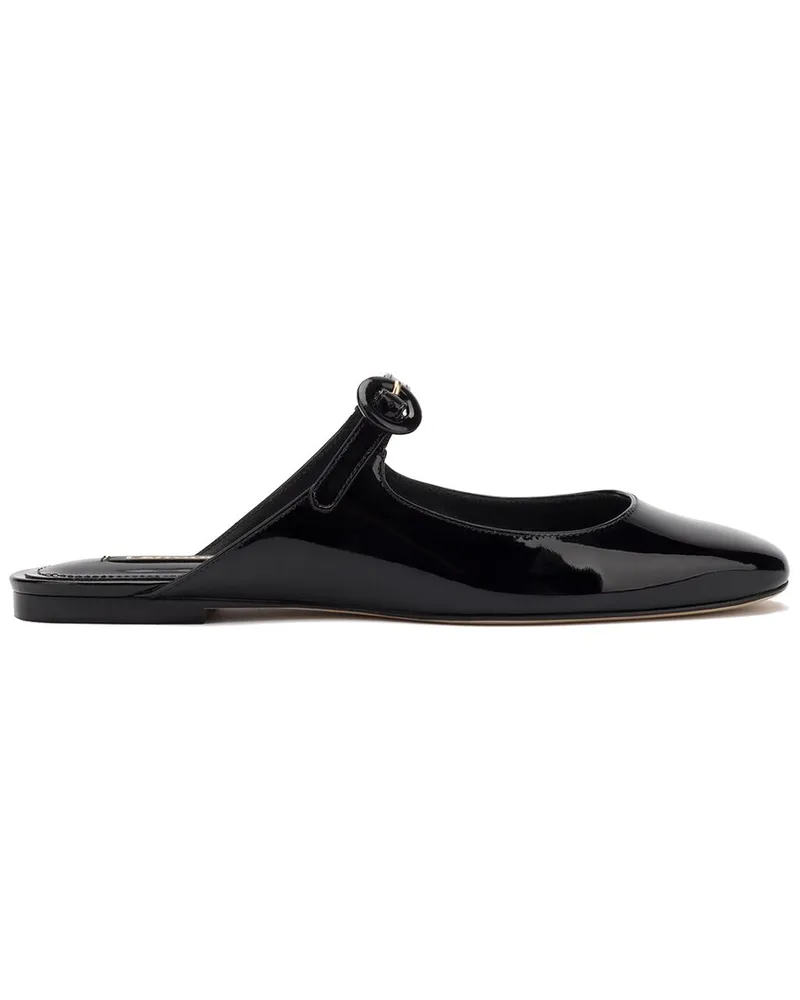Larroude Blair Patent Flat Mule Black