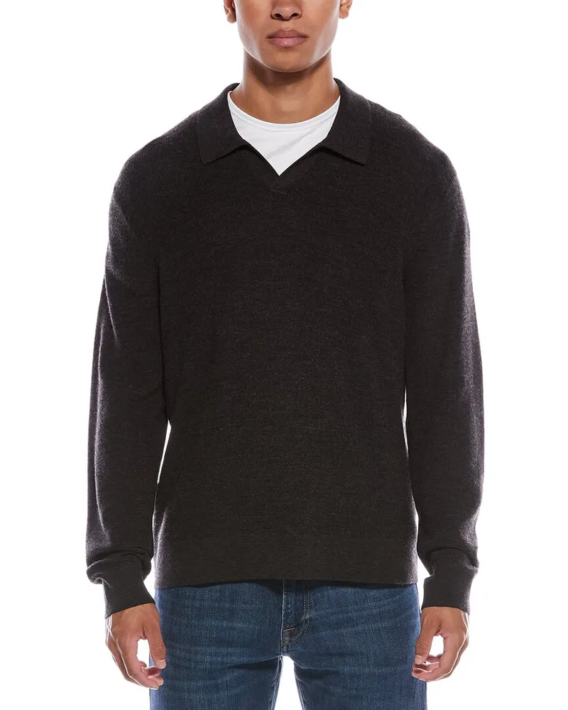 Theory Wool Johnny Collar Sweater Brown