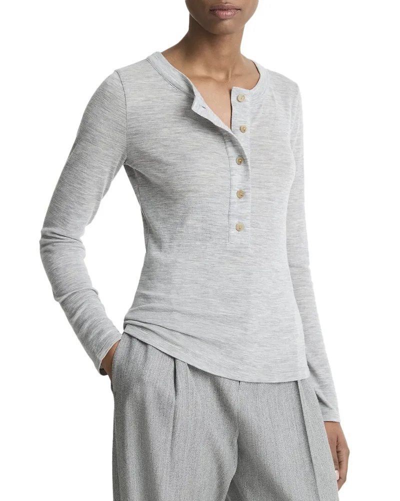 Vince Wool Henley Shirt Grey