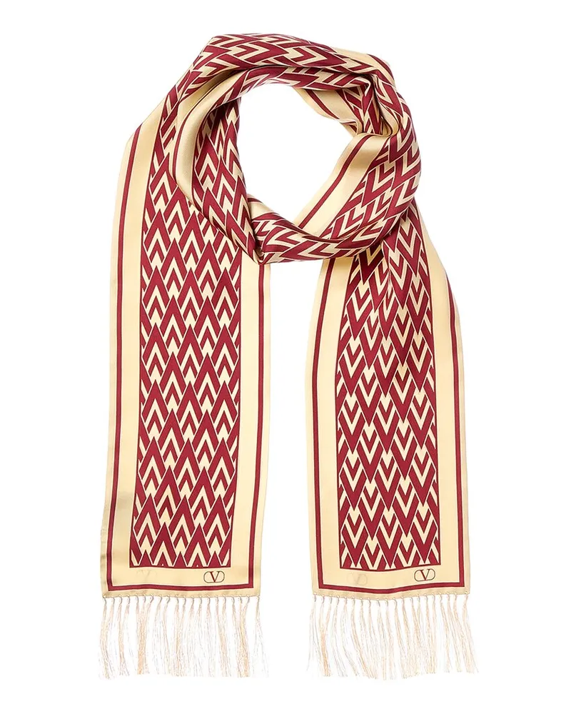 Valentino Garavani Toute La V Silk Scarf Gold