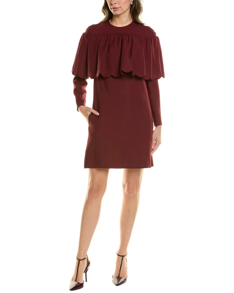 Valentino Garavani Wool & Silk-Blend Shift Dress Red