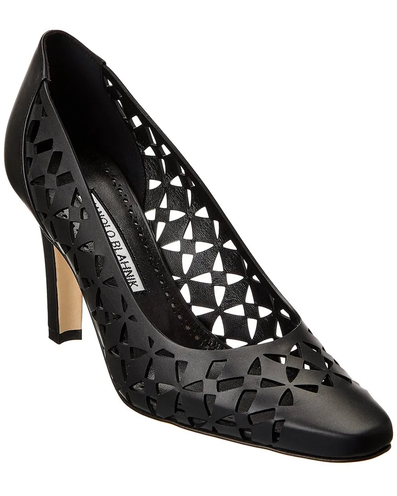 Manolo Blahnik Tolvina 90 Leather Pump Black