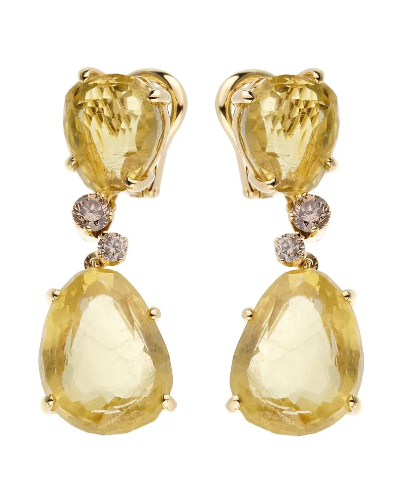 Pomellato 18K 12.46 ct. tw. Diamond & Lemon Quartz Drop Earrings (Authentic Pre-Loved Nocolor