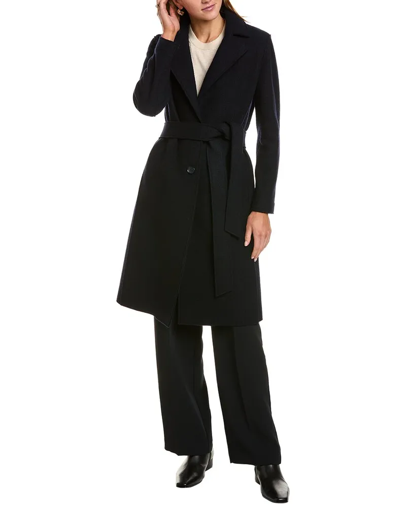 Cinzia Rocca Long Wool Trench Coat Blue