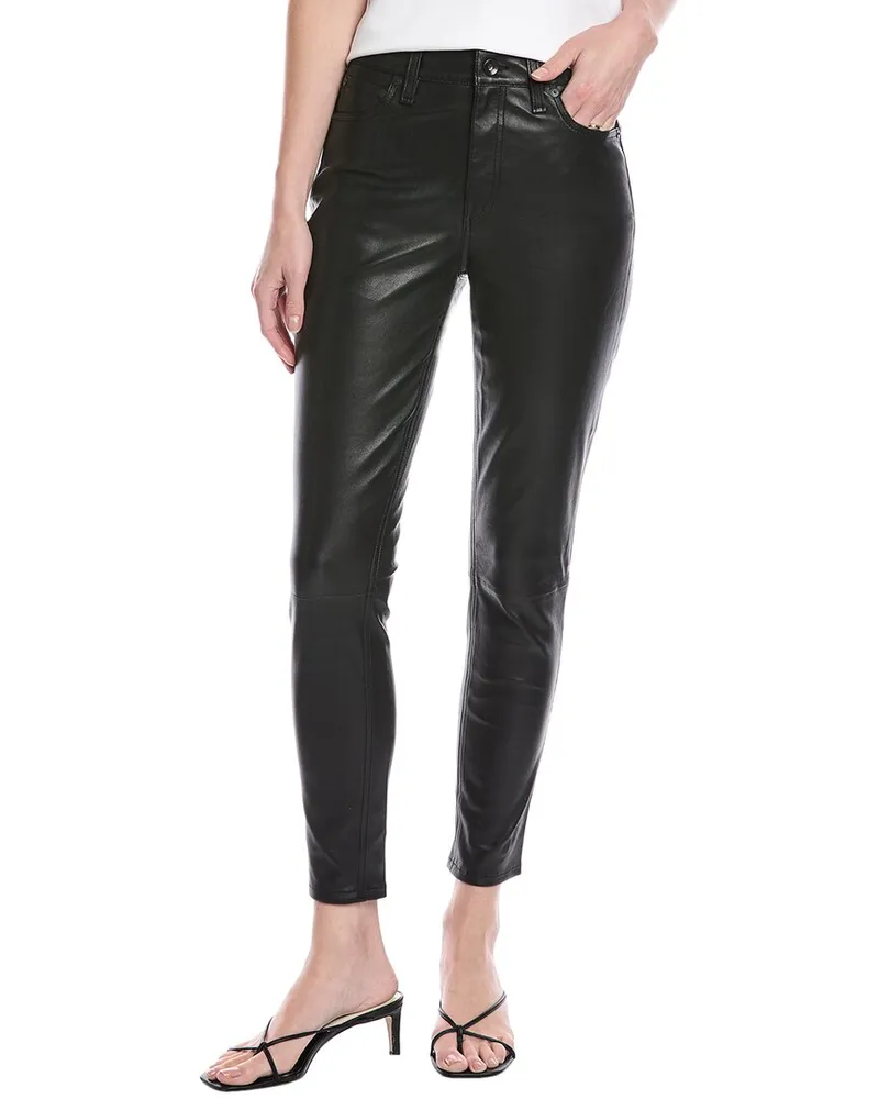 Rag & Bone Nina High-Rise Leather Ankle Skinny Pant Black