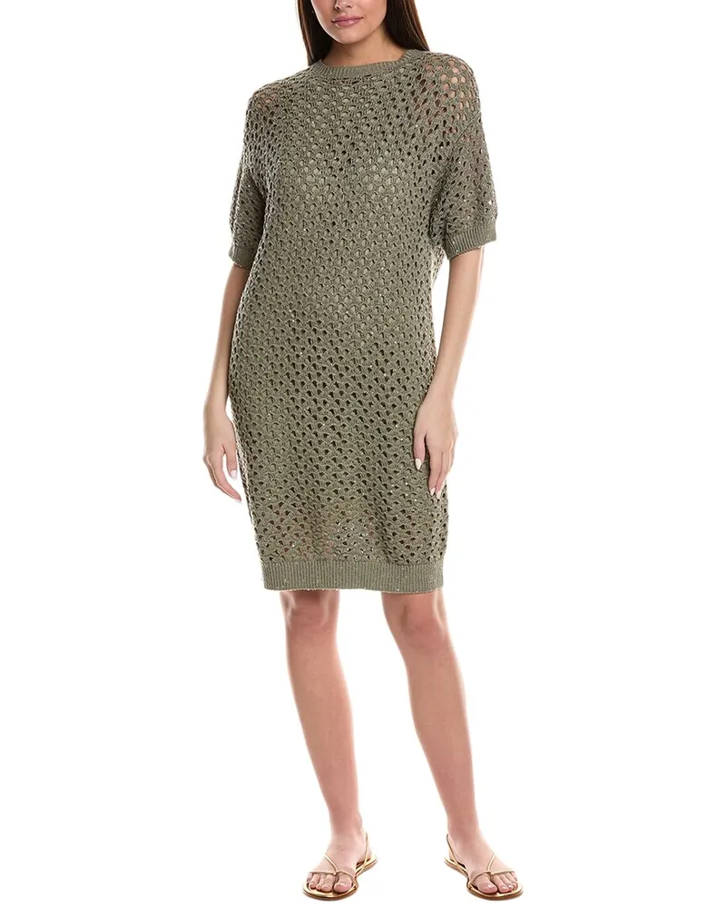 Brunello Cucinelli Linen & Silk-Blend Midi Dress Nocolor