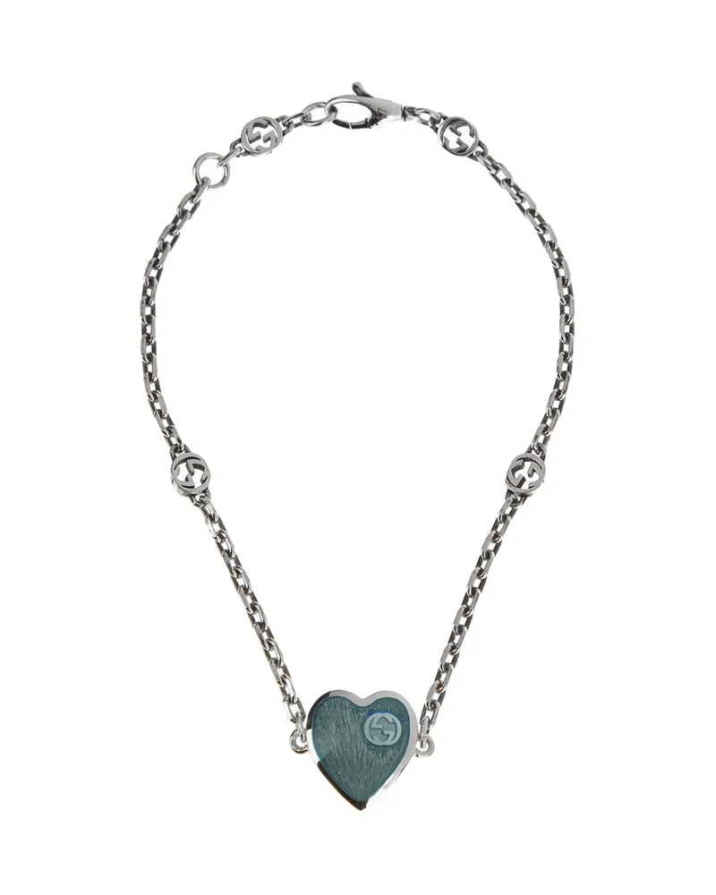 Gucci Silver Heart Charm Bracelet Nocolor