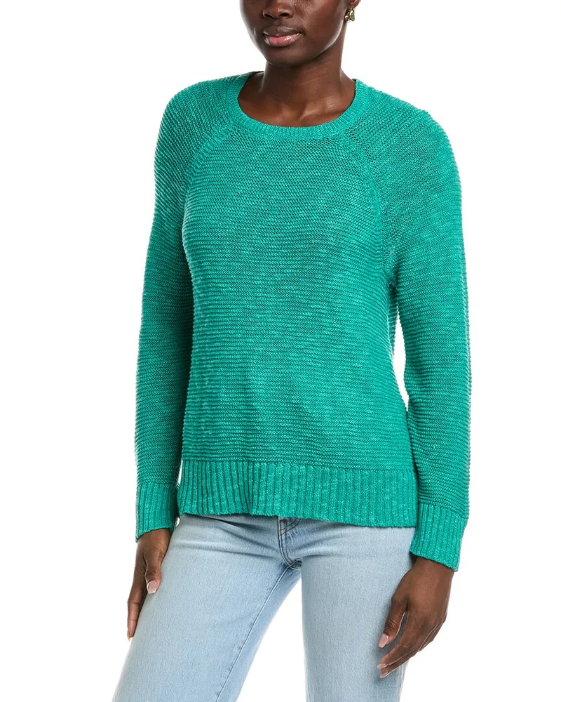 Eileen Fisher Raglan Sleeve Linen-Blend Sweater Green
