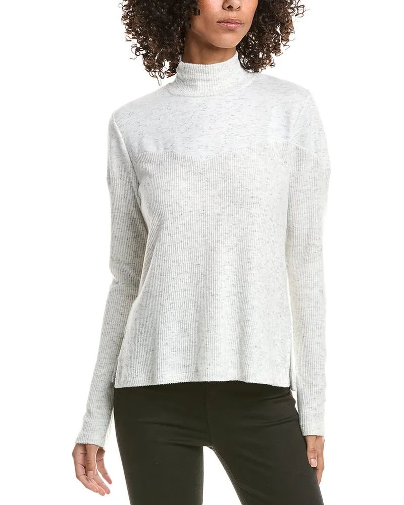 Michael Stars Bruna Rib Mix Mock Neck White