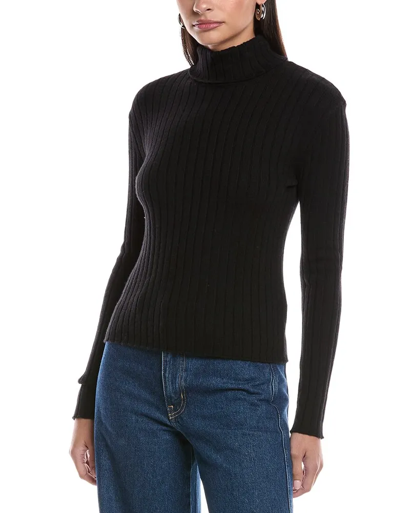 Bella Dahl Wool-Blend Turtleneck Sweater Black