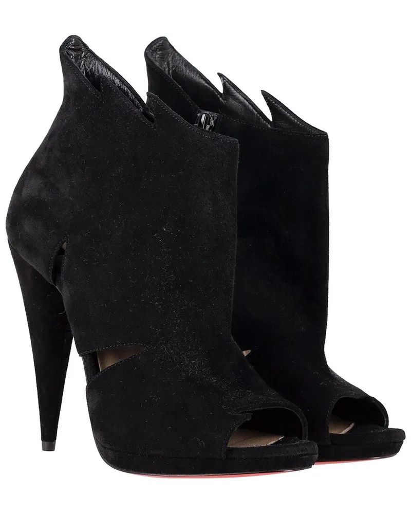 Christian Louboutin Women's Suede Belfeconica Cutout Accent Slingback Sandal  (Authentic Pre-Loved Nocolor
