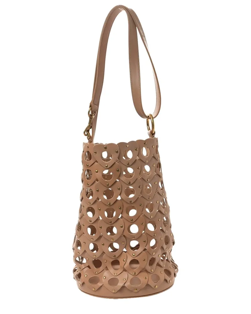 Saint Laurent Brown Leather Studded Seau Coeur Bucket Bag (Authentic Pre-Loved Nocolor