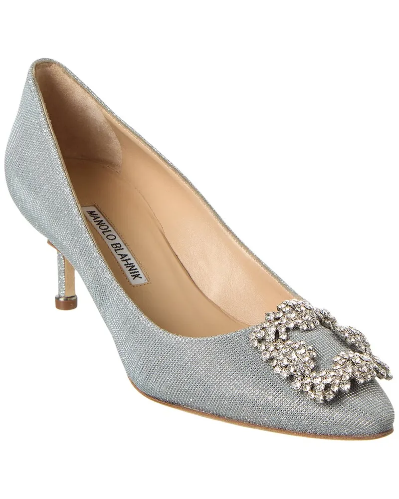 Manolo Blahnik Hangisi 50 Glitter Pump Silver