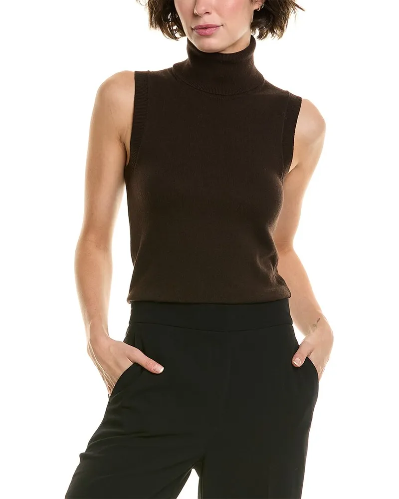 Michael Kors Cashmere Turtleneck Tank Brown