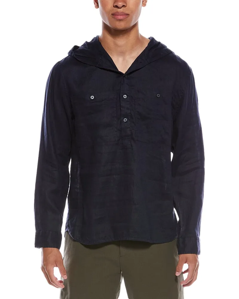 Vince Linen Hoodie Blue