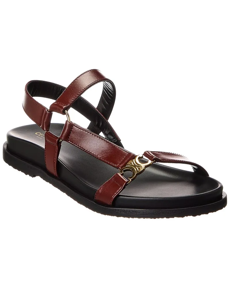 Celine Maud Triomphe Leather Sandal Red