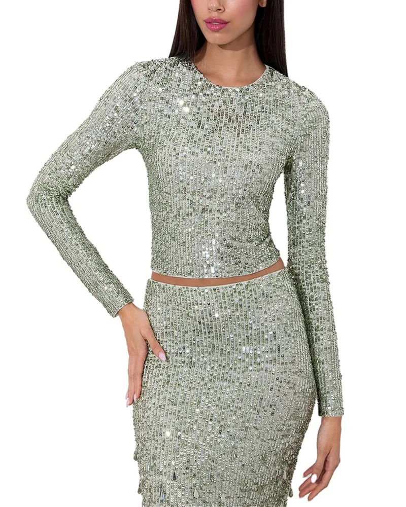 Alice + Olivia Delaina Embellished Crop Top Nocolor