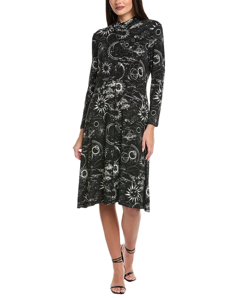 Johnny Was Petite The Janie Favorite Seamed Mock Neck Midi Dress Black