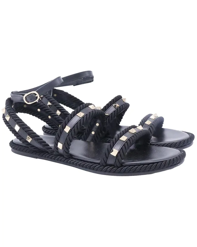 Valentino Garavani Valentino Women's Leather Torchon Rope-Trimmed Flat Sandal (Authentic Pre-  Loved Nocolor