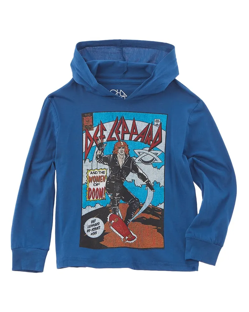 Chaser Def Leppard Pullover Hoodie Blue