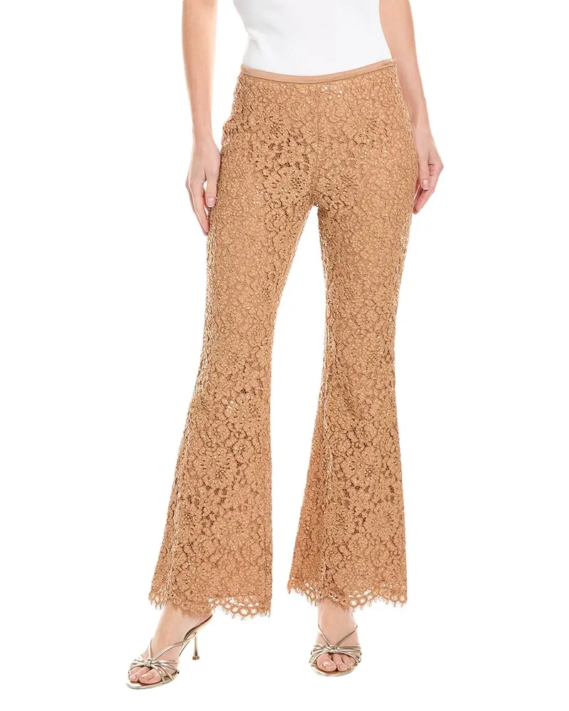Michael Kors Lace Silk-Lined Bootleg Pant Brown