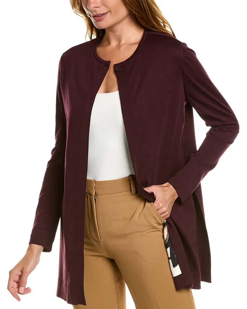 Ferragamo Long Sleeve Silk-Blend Sweater Nocolor