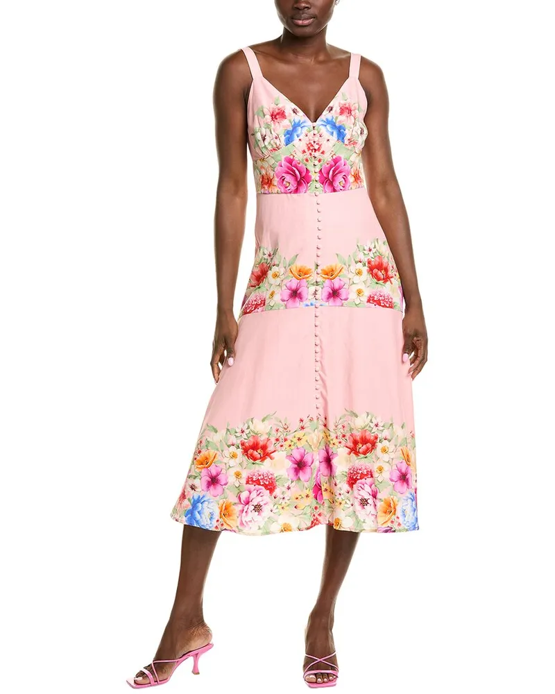 Elie Tahari Lex Linen-Blend Dress Pink
