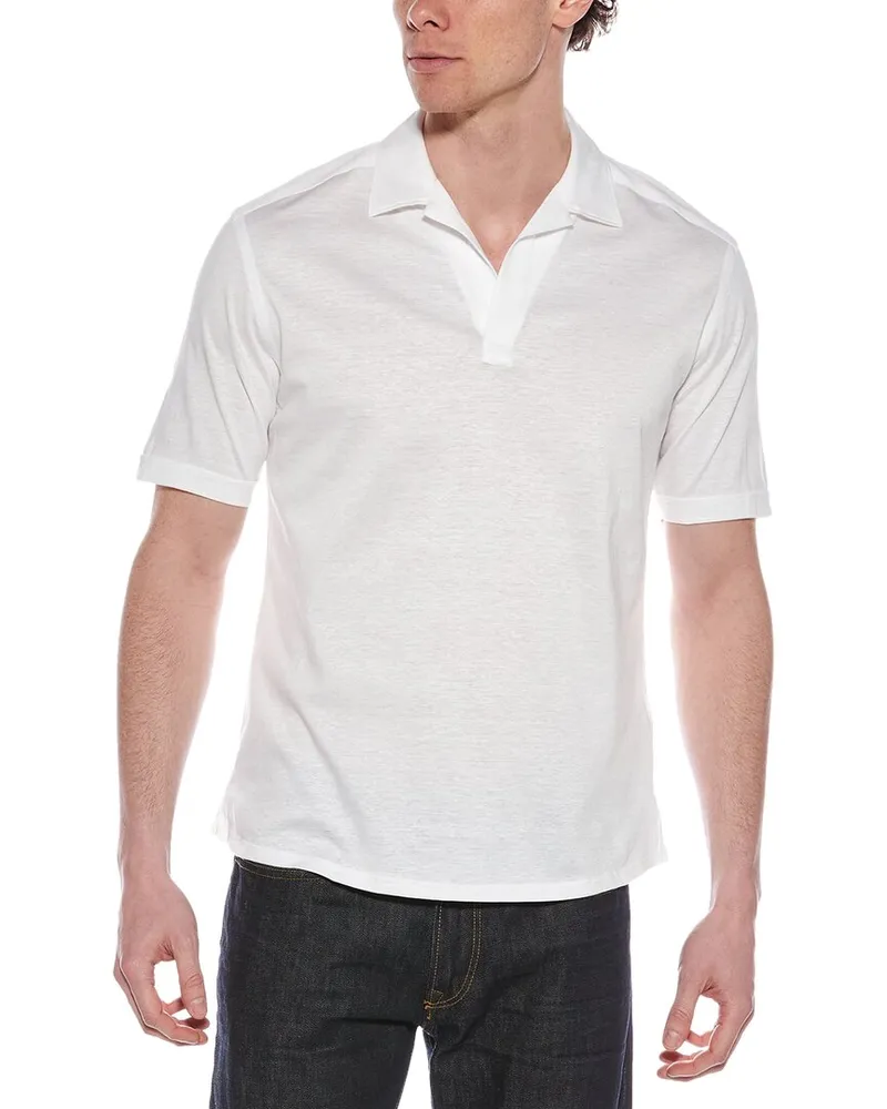 Eton Slim Fit Linen-Blend Polo Shirt White