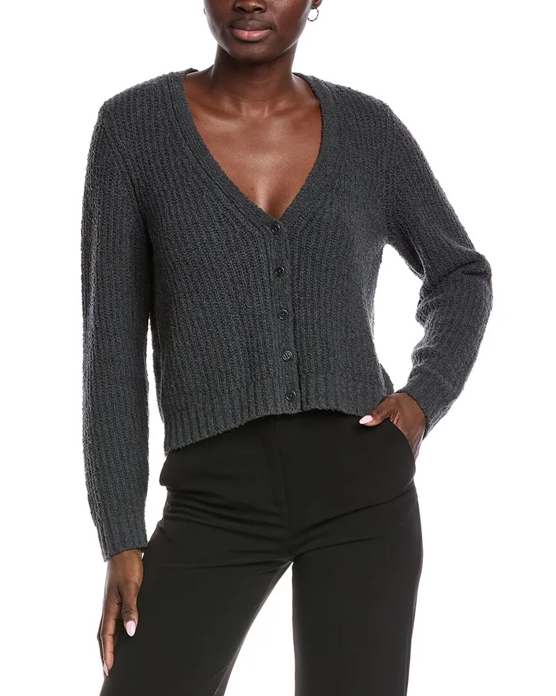 Eileen Fisher Fluff Cashmere-Blend Cardigan Grey