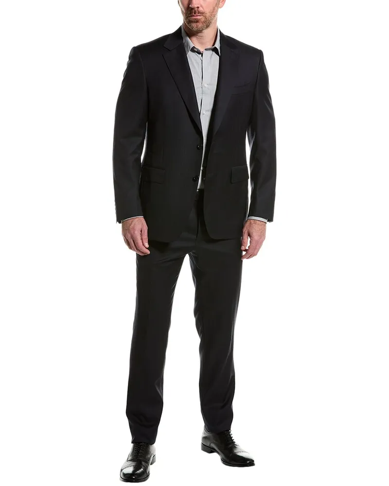 Canali Wool Suit with Flat Front Pant Blue
