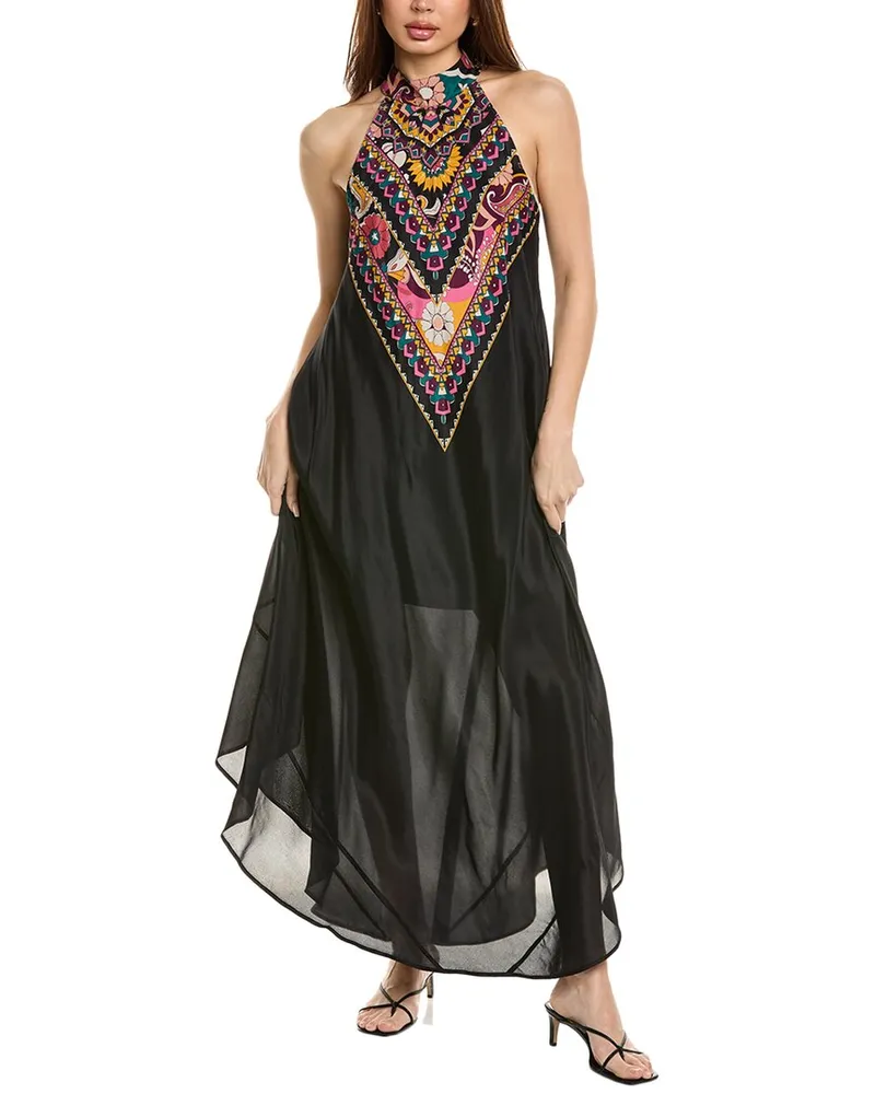 Johnny Was Nadia Halter Silk-Blend Maxi Dress Nocolor