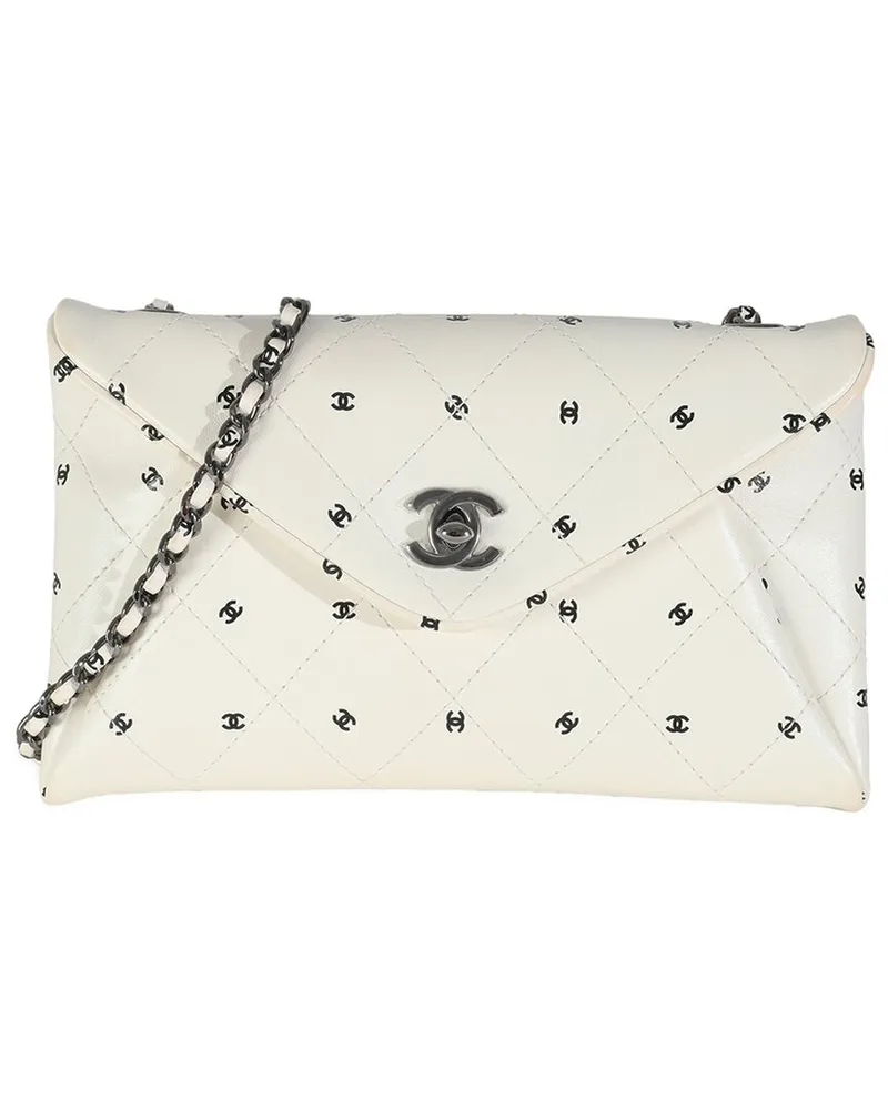 Chanel Black & White Leather CC Logo Envelope Clutch With Chain (Authentic  Pre-Loved Nocolor
