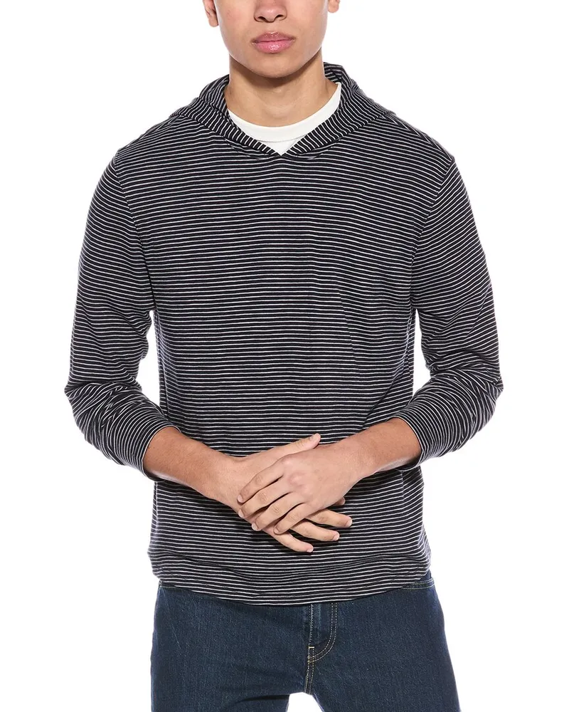 Vince Striped Hoodie Black