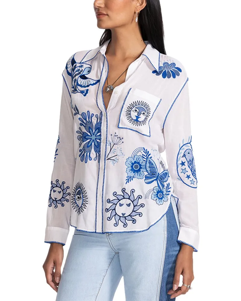 Johnny Was Pocket Relaxed Shirt White