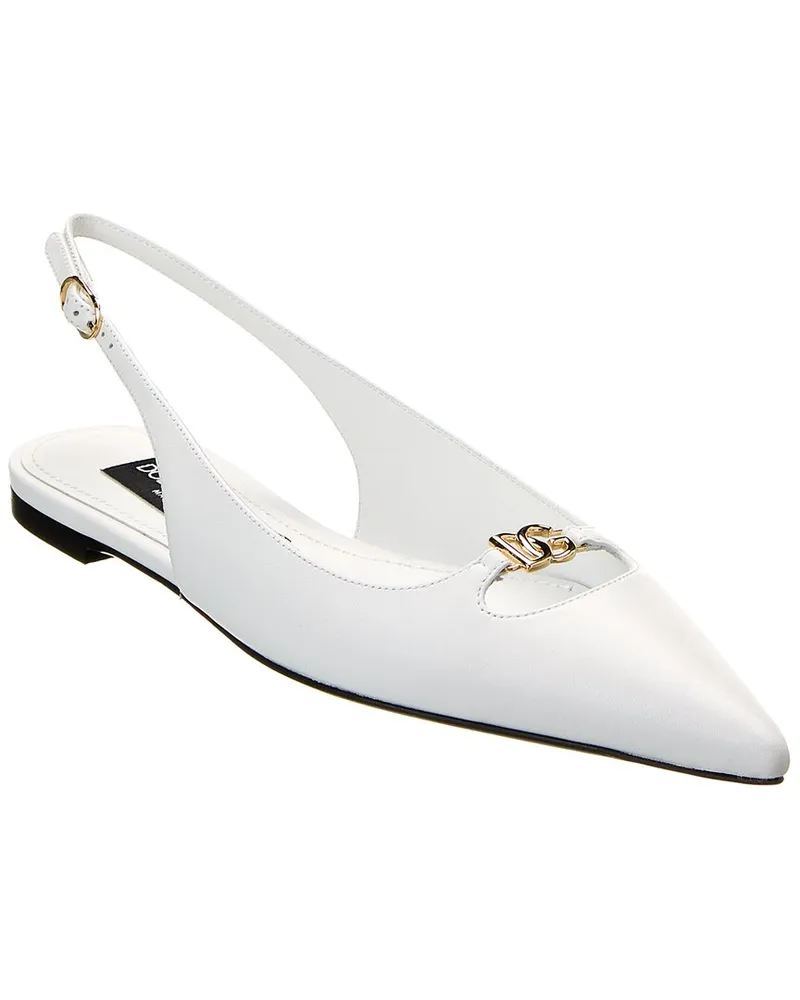 Dolce & Gabbana Leather Slingback Ballet Flat White