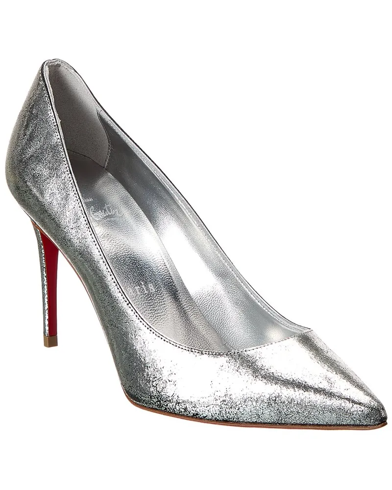 Christian Louboutin Kate 85 Leather Pump Silver