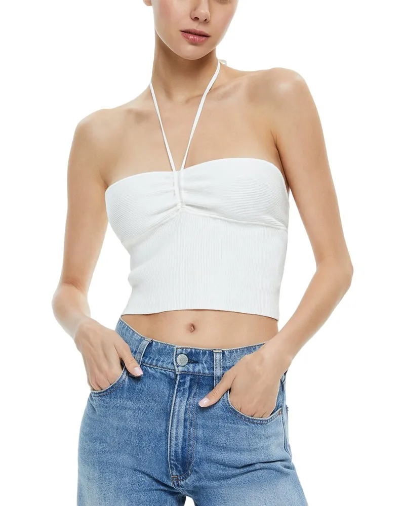 Alice + Olivia Linnie Ruched Halter Top Nocolor