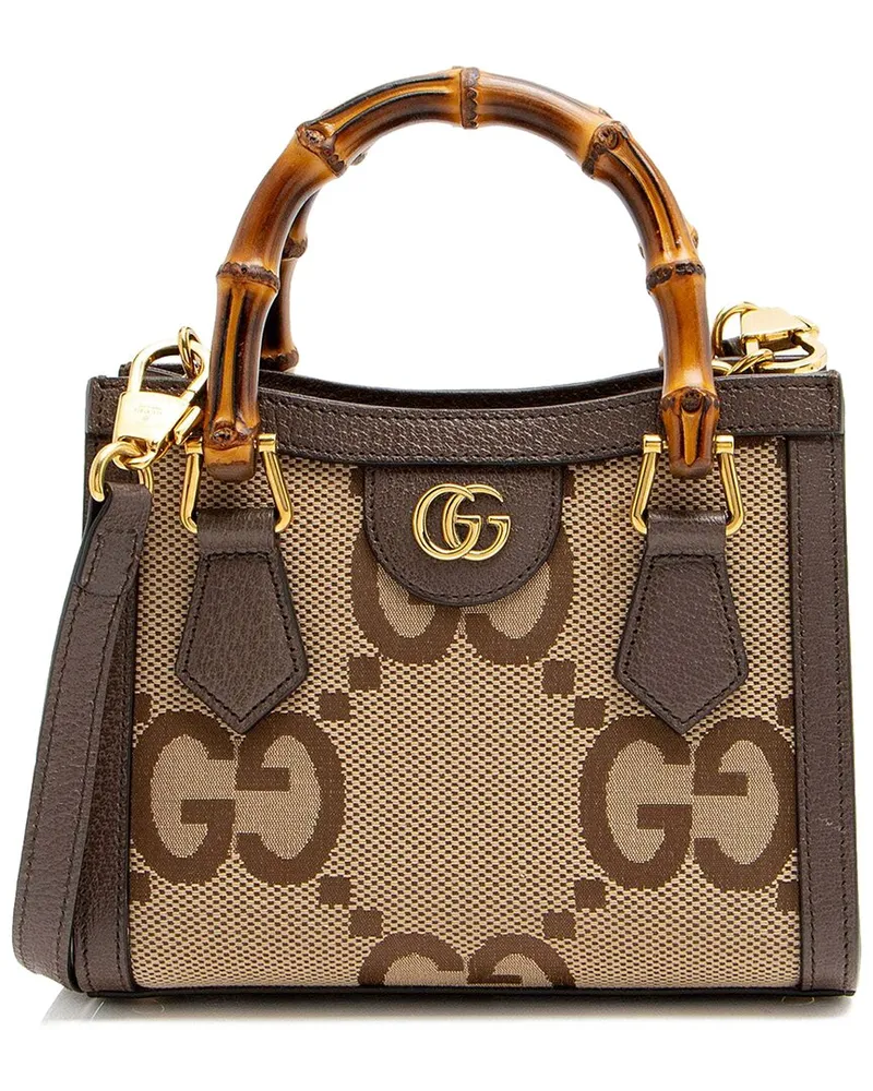 Gucci Brown Jumbo GG Canvas Bamboo Diana Mini Tote (Authentic Pre-Loved Nocolor