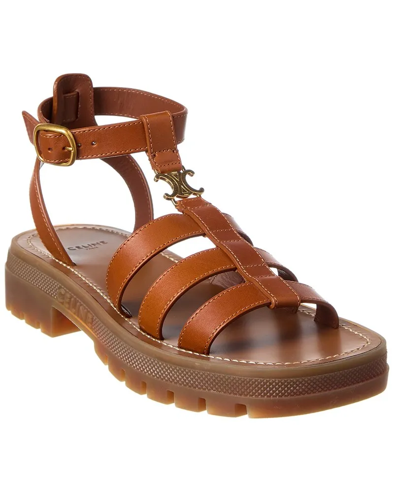 Celine Clea Triomphe Leather Sandal Brown
