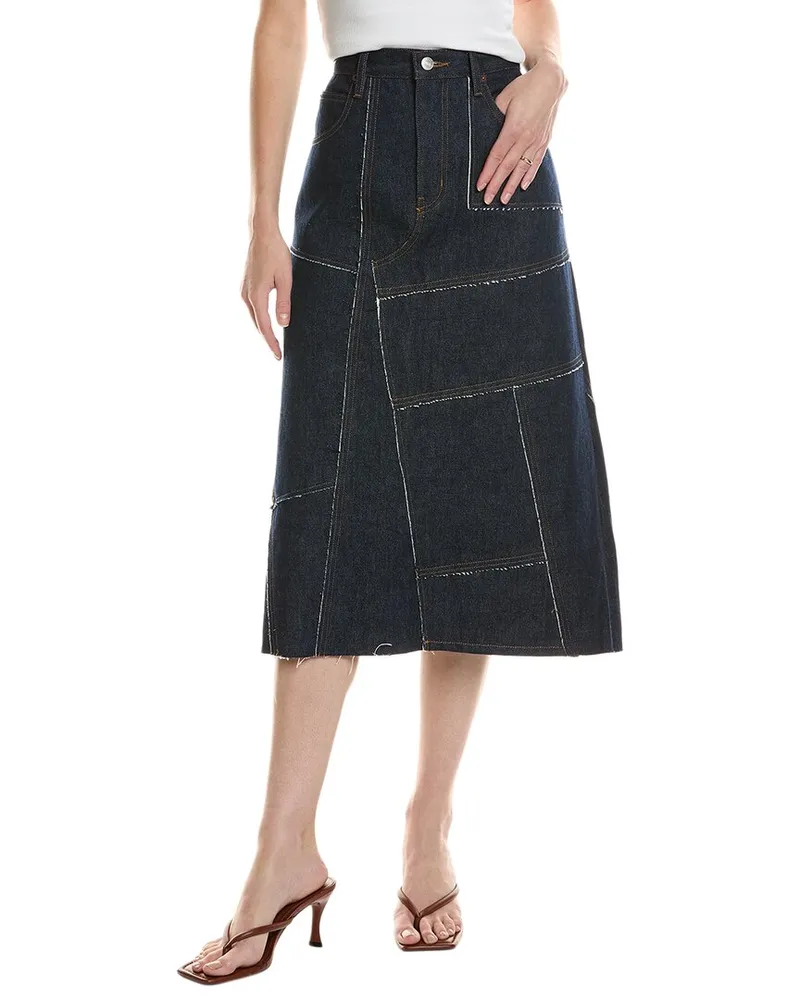 Frame Denim The Patchwork Midi Skirt Blue