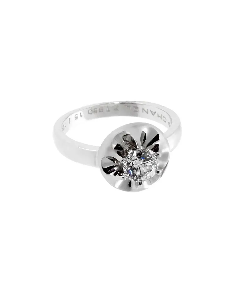 Chanel Platinum 0.35 ct. tw. Diamond Flower Ring (Authentic Pre-Loved Nocolor