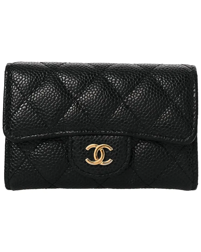 Chanel Black Caviar Leather Flap Card Holder (Authentic Pre-Loved Nocolor