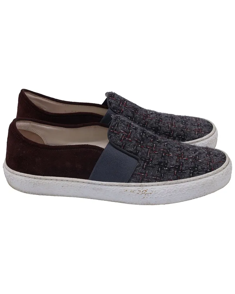 Chanel Women's Tweed CC Tweed Slip-On Sneaker, Size IT Authentic Pre-  Loved Nocolor
