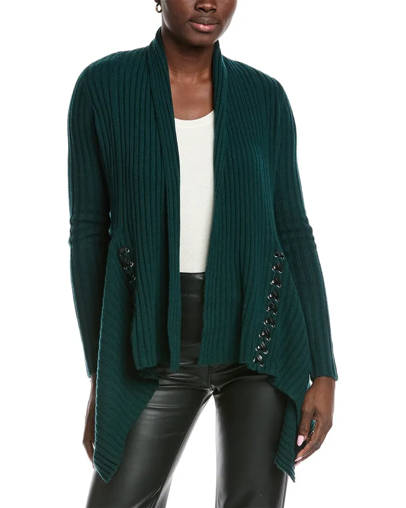 Autumn Cashmere Leather-Trim Cashmere & Wool-Blend Cardigan Nocolor